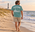 Outer Banks North Carolina T-shirt worn on the beach with lighthouse graphic