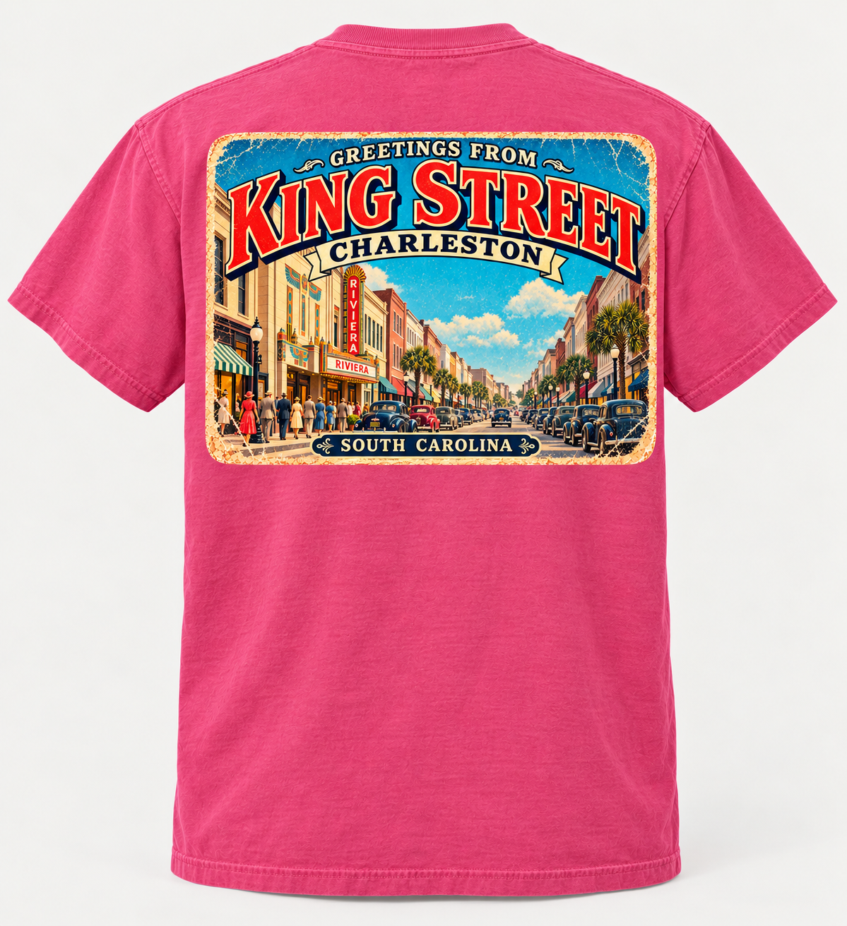 Vintage Postcard Short-Sleeve T-Shirt - King Street Charleston